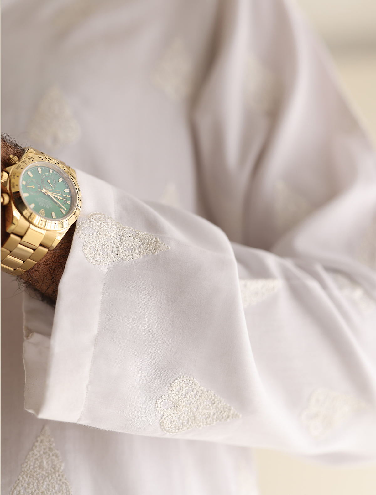 Pakistani Menswear | Ismail Farid - WHITE EMBROIDERED KURTA