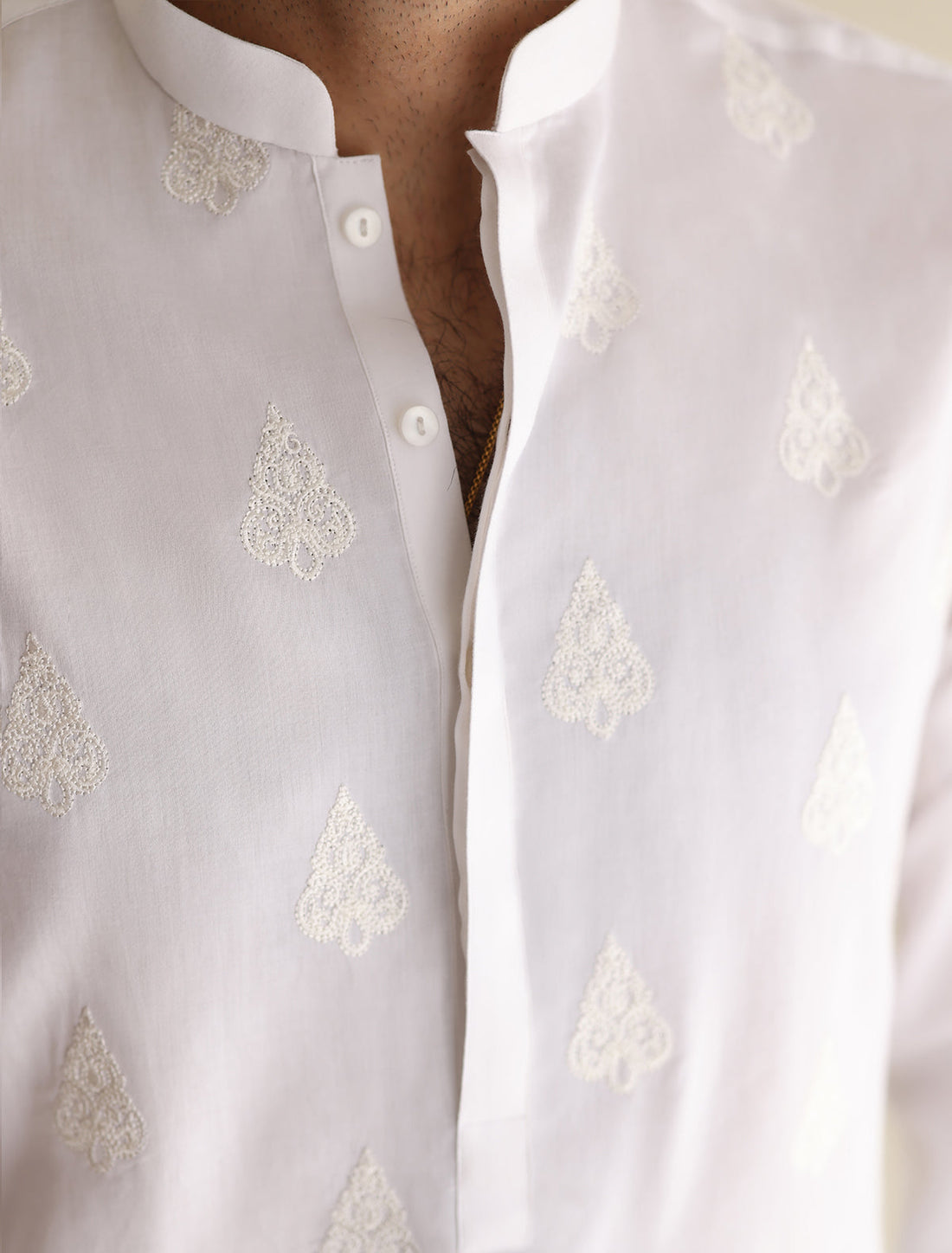 Pakistani Menswear | Ismail Farid - WHITE EMBROIDERED KURTA