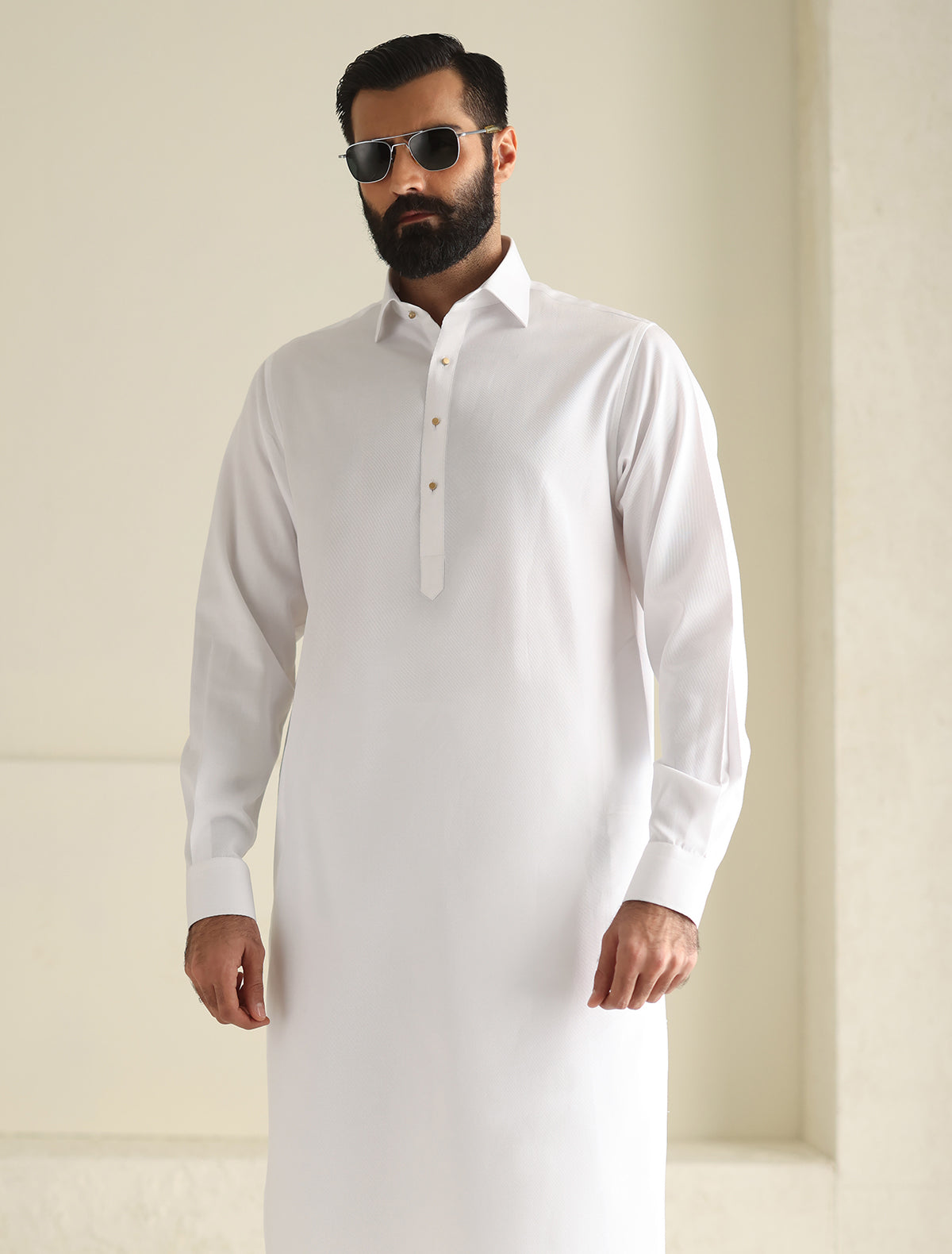 Pakistani Menswear | Ismail Farid - WHITE TWILL KAMEEZ SHALWAR