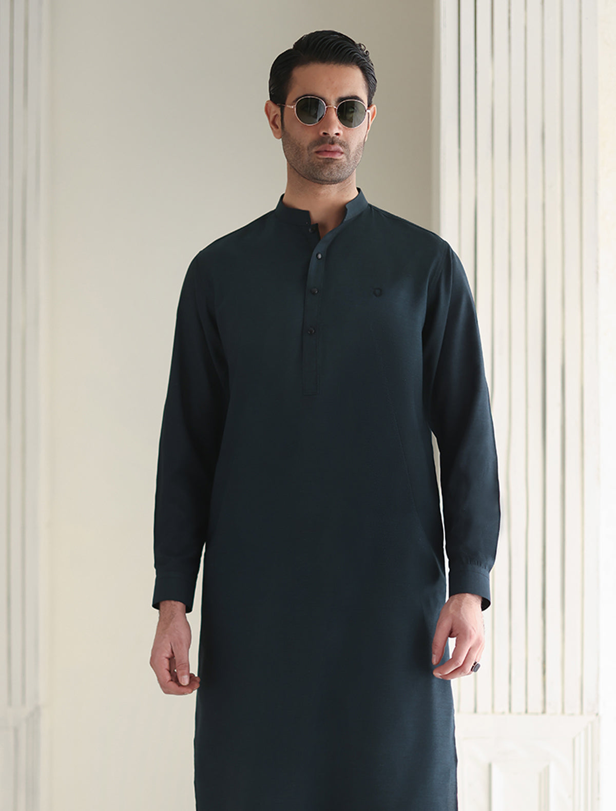 Pakistani Menswear | Ismail Farid - TEAL TEXTURED KAMEEZ SHALWAR