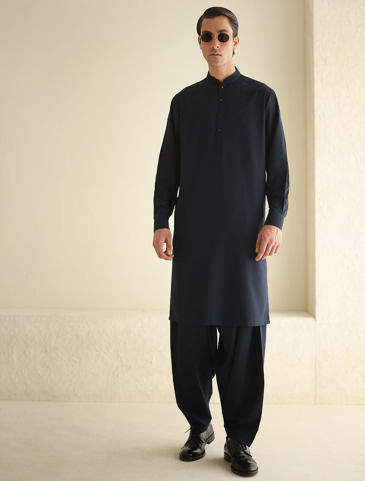 Pakistani Menswear | Ismail Farid - NAVY KAMEEZ SHALWAR