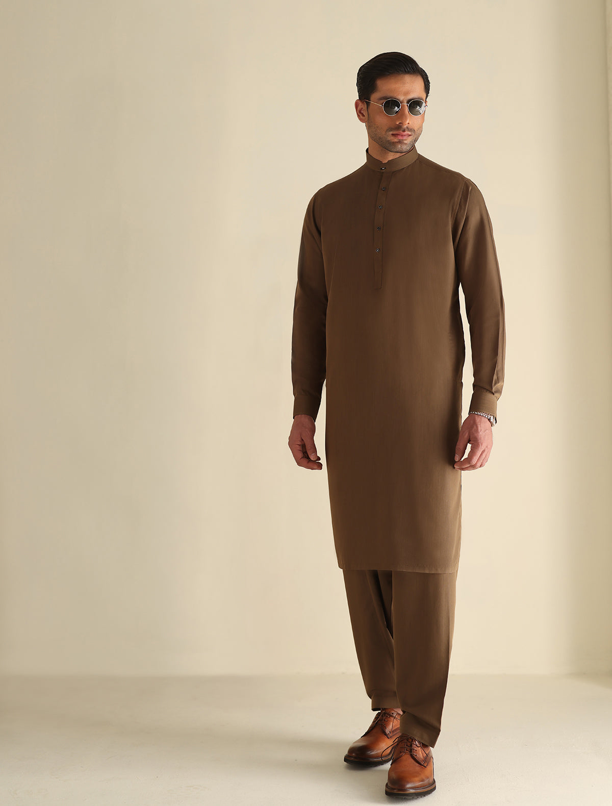 Pakistani Menswear | Ismail Farid - TAN KAMEEZ SHALWAR