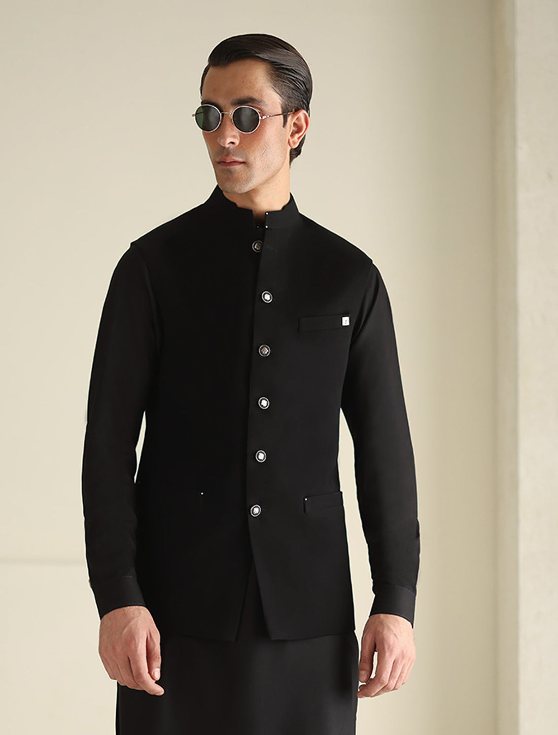 Pakistani Menswear | Ismail Farid - BLACK WAISTCOAT