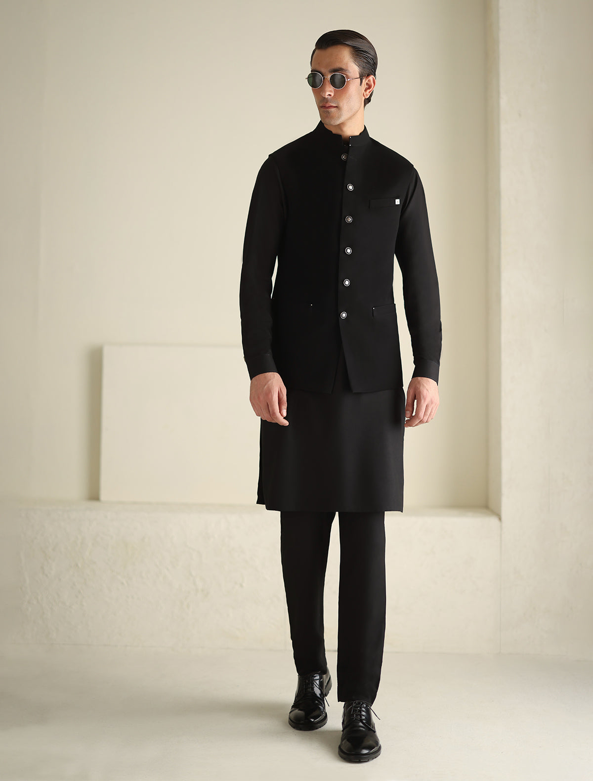 Pakistani Menswear | Ismail Farid - BLACK WAISTCOAT