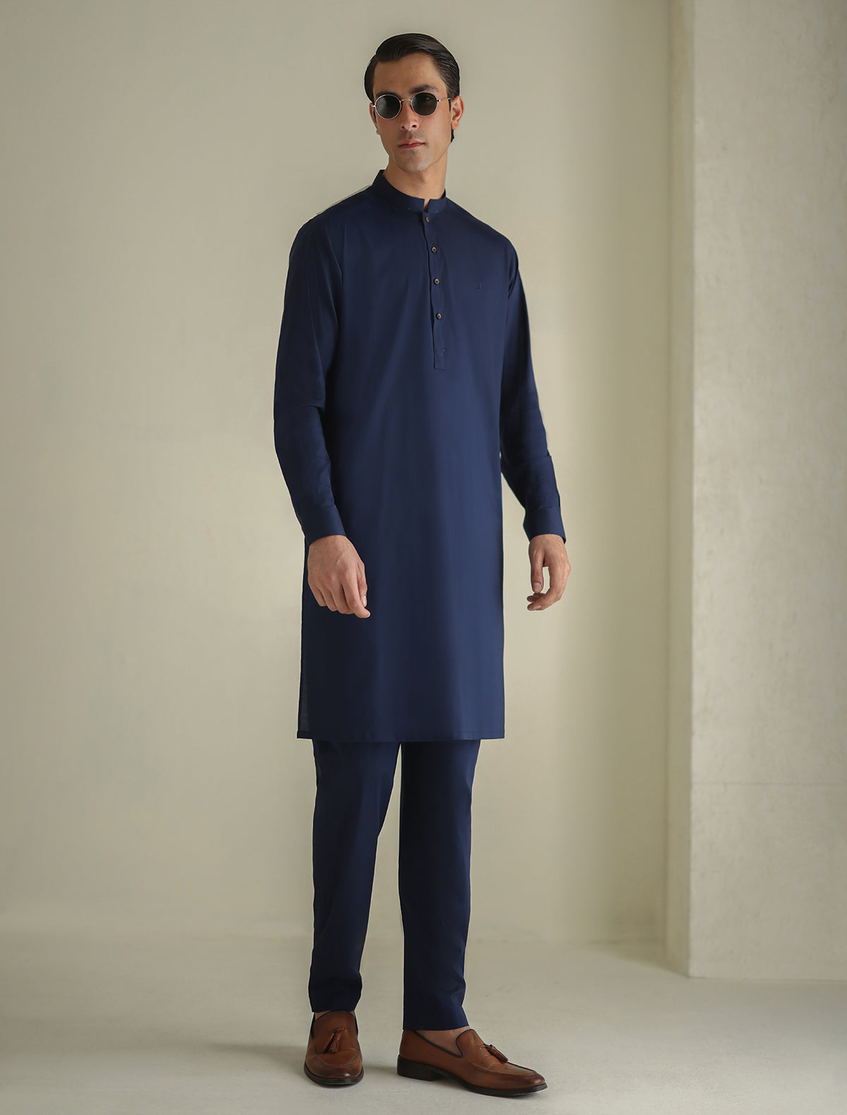 Pakistani Menswear | Ismail Farid - BLUE CLASSIC KURTA PAJAMA