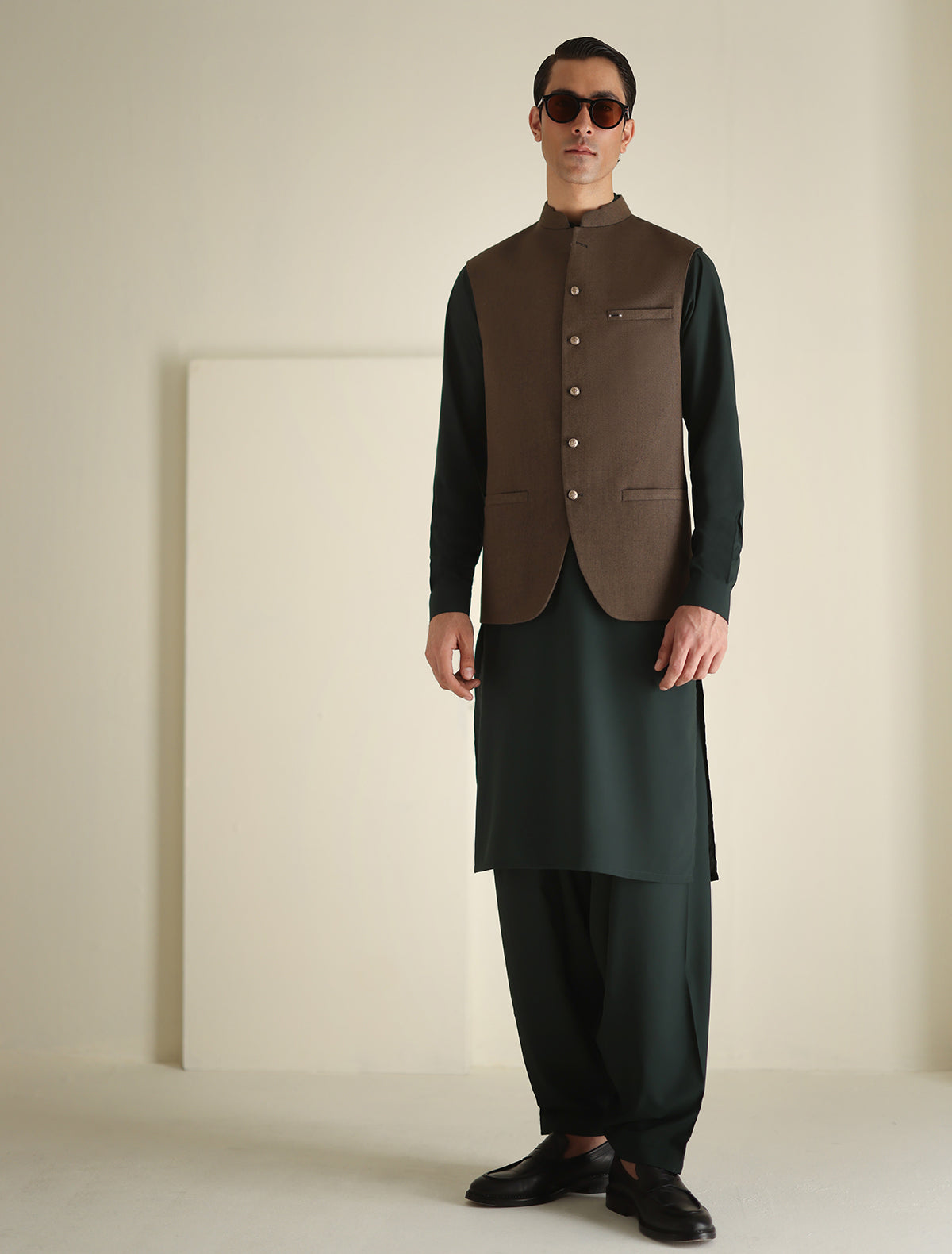 Pakistani Menswear | Ismail Farid - BROWN WAISTCOAT