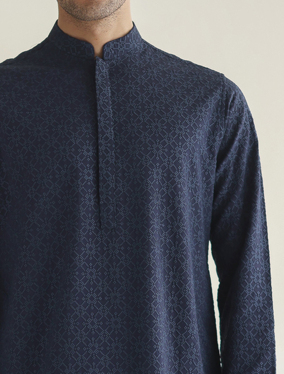 Pakistani Menswear | Ismail Farid - BLUE EMBROIDERED KURTA