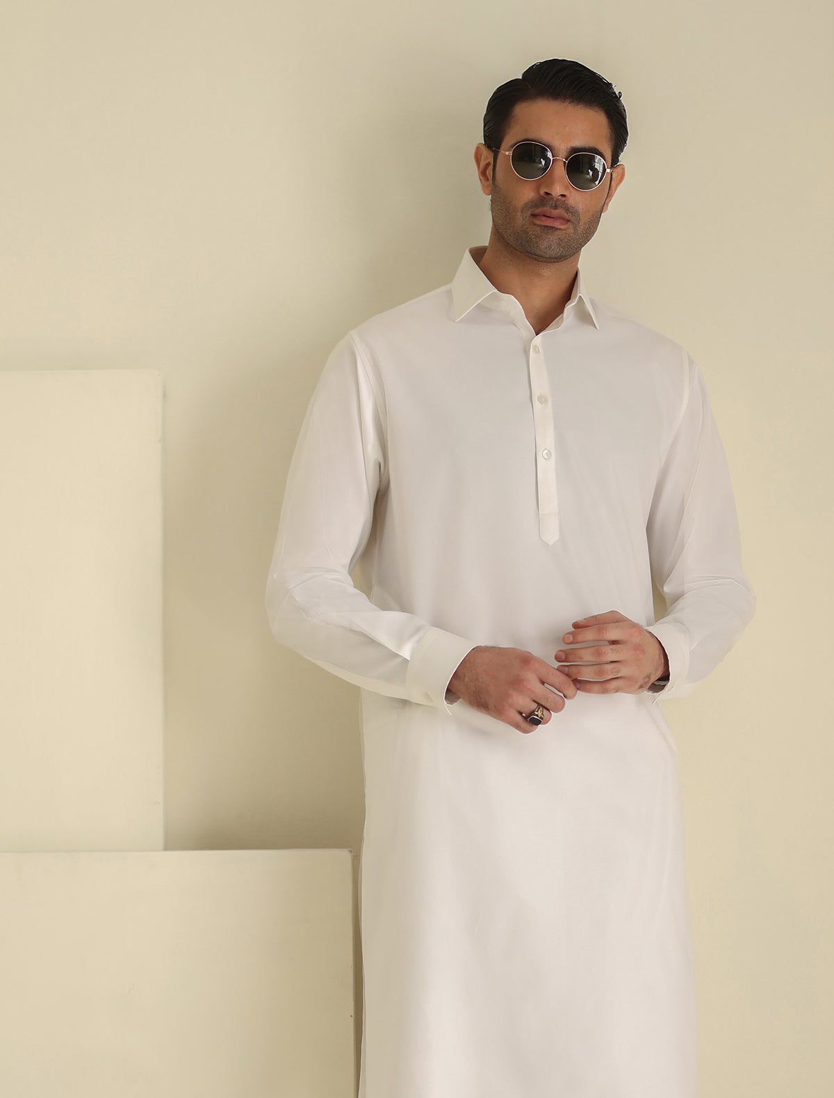 Pakistani Menswear | Ismail Farid - WHITE CLASSIC KAMEEZ SHALWAR