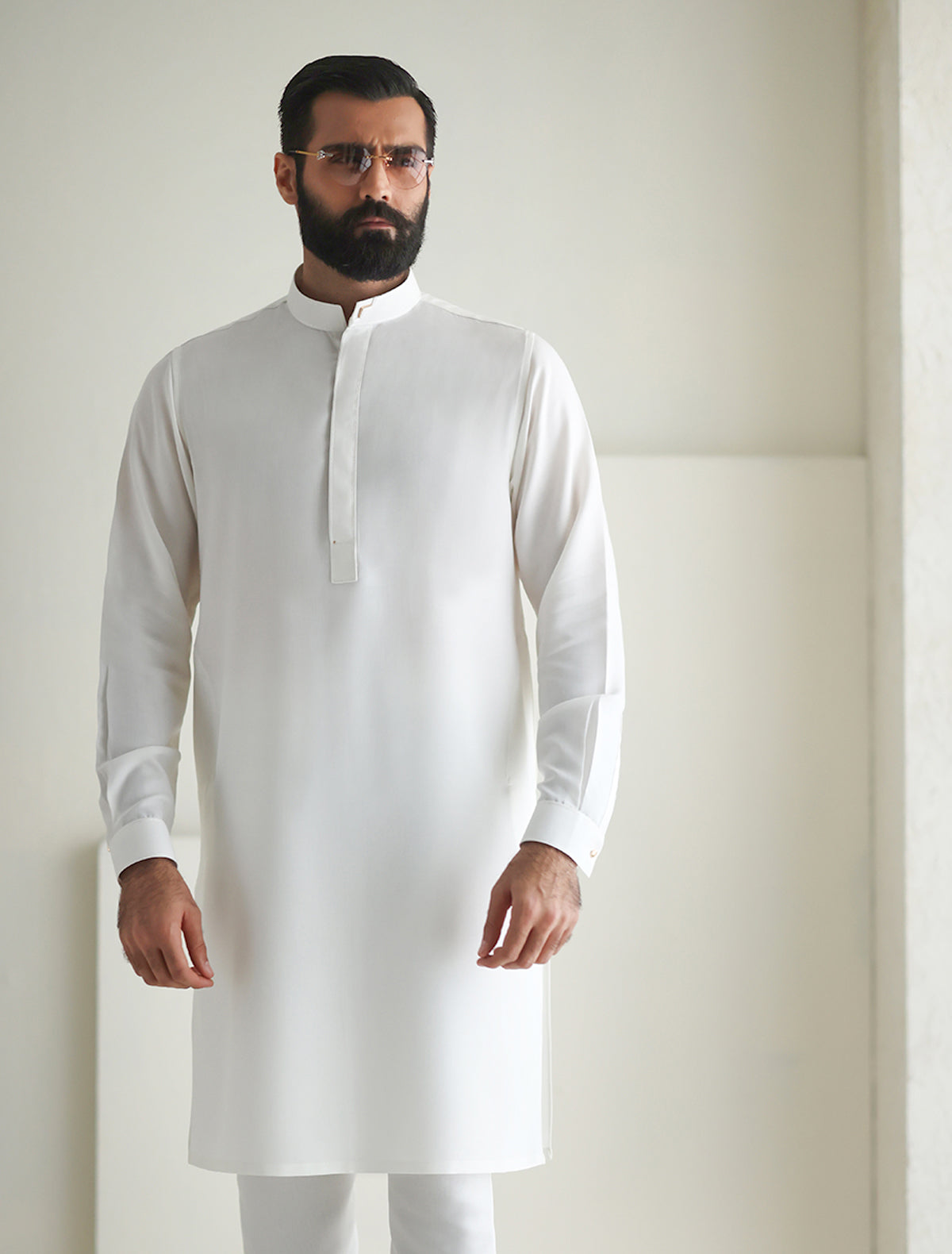 Pakistani Menswear | Ismail Farid - OFF-WHITE KURTA PAJAMA