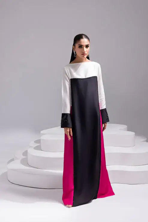 Amani | Aira Festive Wear | LYRA ÃÂ¢- Floor-Length Color Block Kaftan in Raw Silk - Official Amani - Agha Fabrics UK