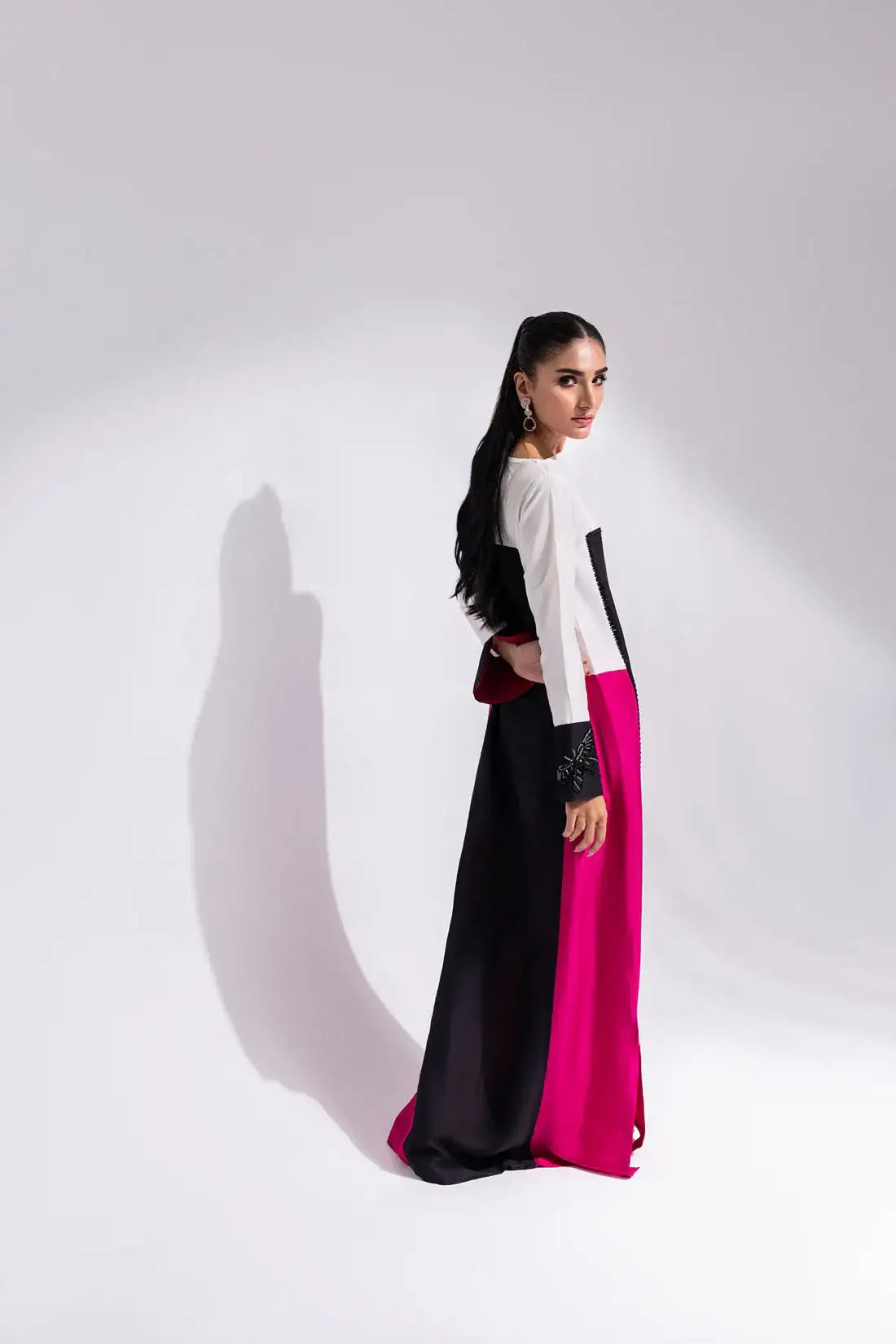 Amani | Aira Festive Wear | LYRA ÃÂ¢- Floor-Length Color Block Kaftan in Raw Silk - Official Amani - Agha Fabrics UK