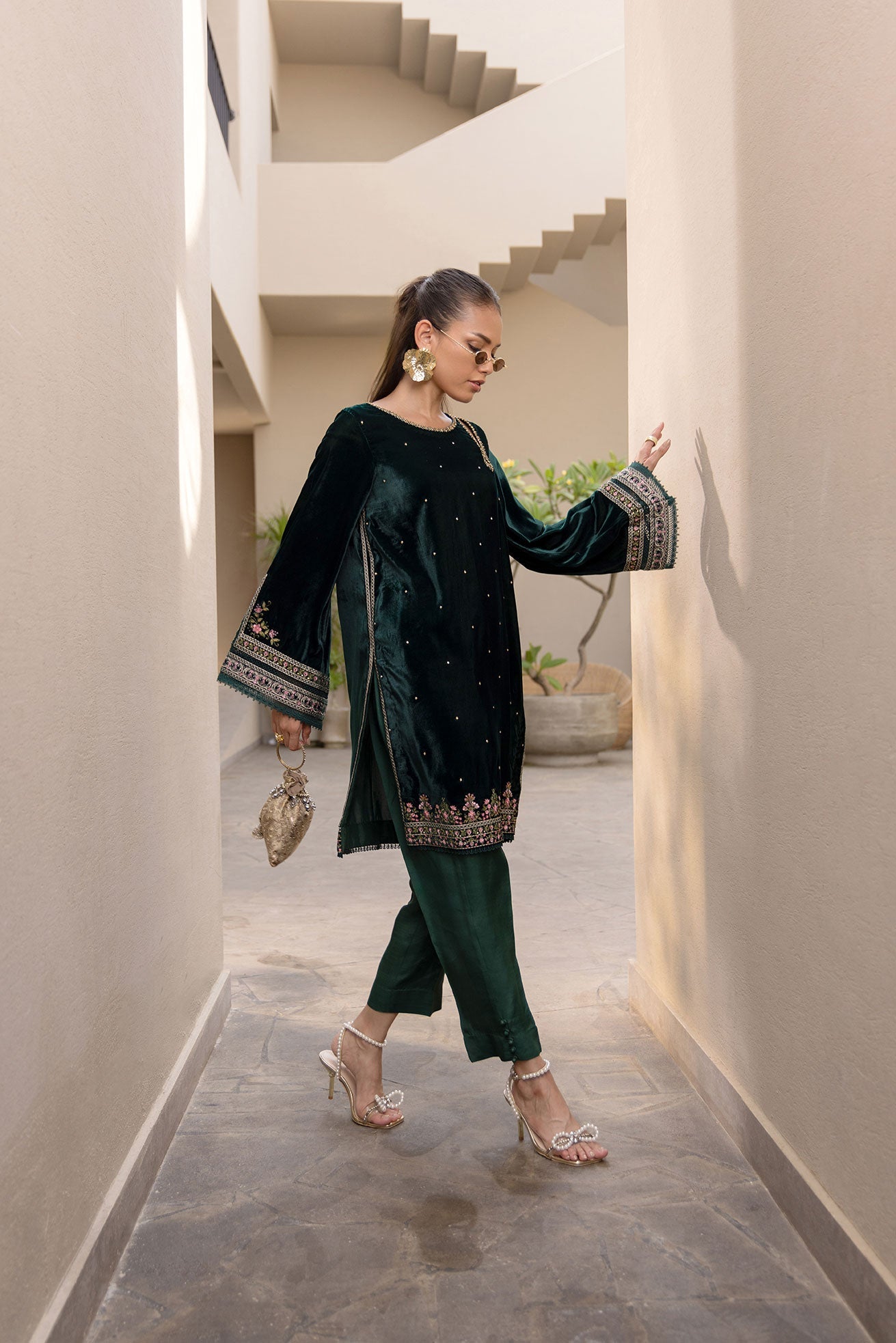 Dhanak | Velvet Edit | FW24DA-2622 DARK GREEN