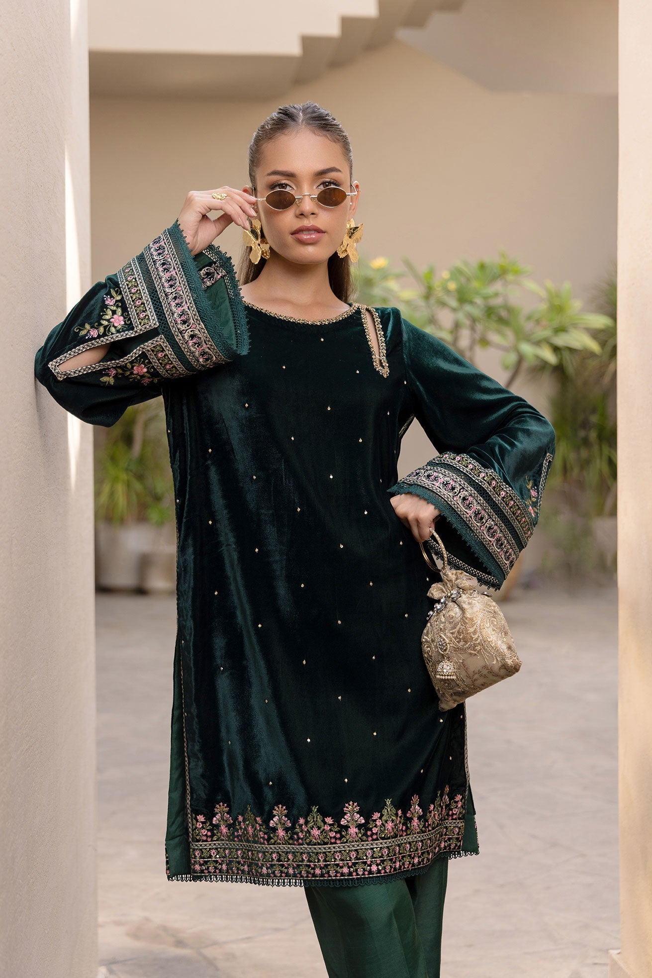 Dhanak | Velvet Edit | FW24DA-2622 DARK GREEN