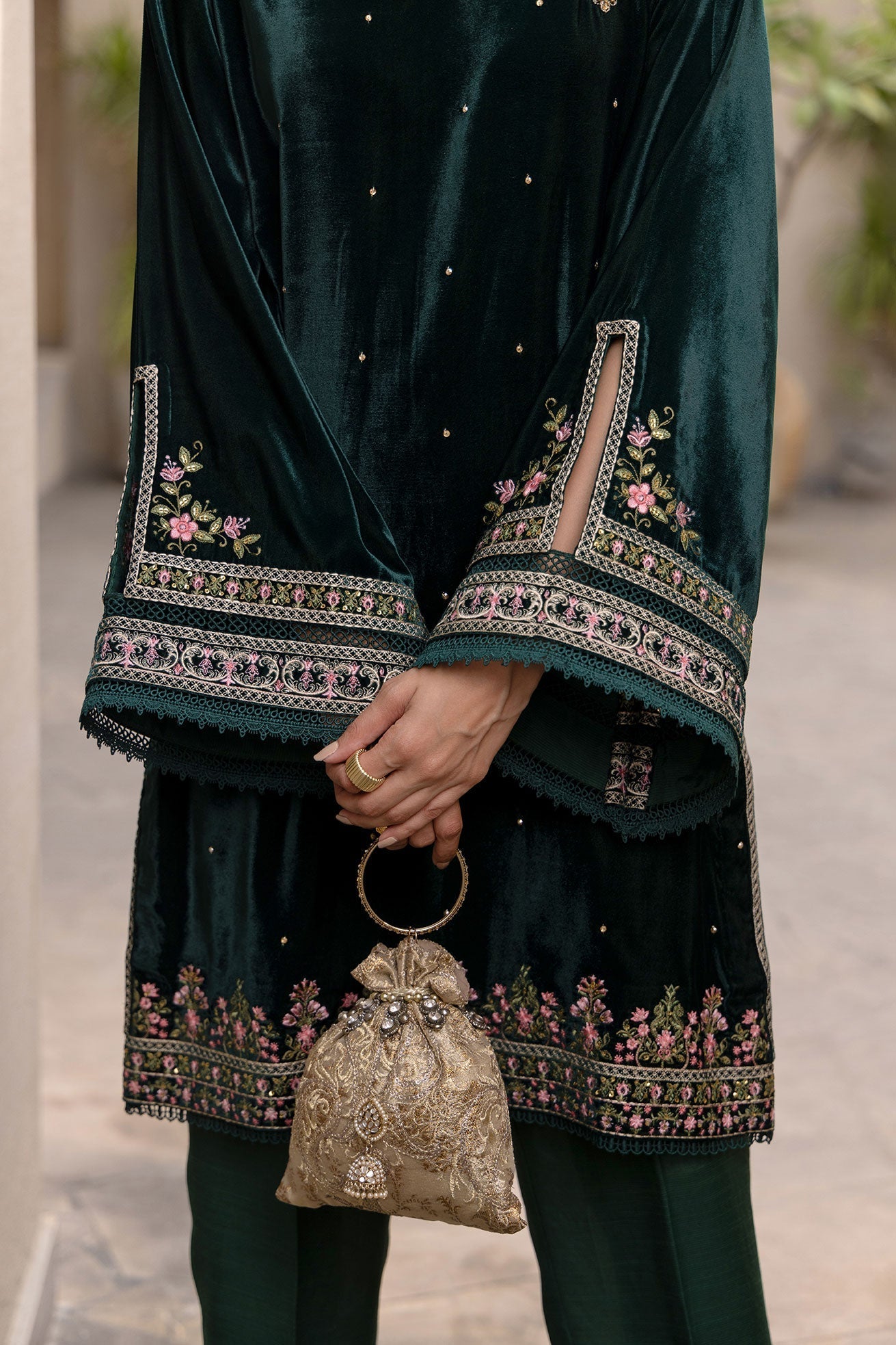 Dhanak | Velvet Edit | FW24DA-2622 DARK GREEN