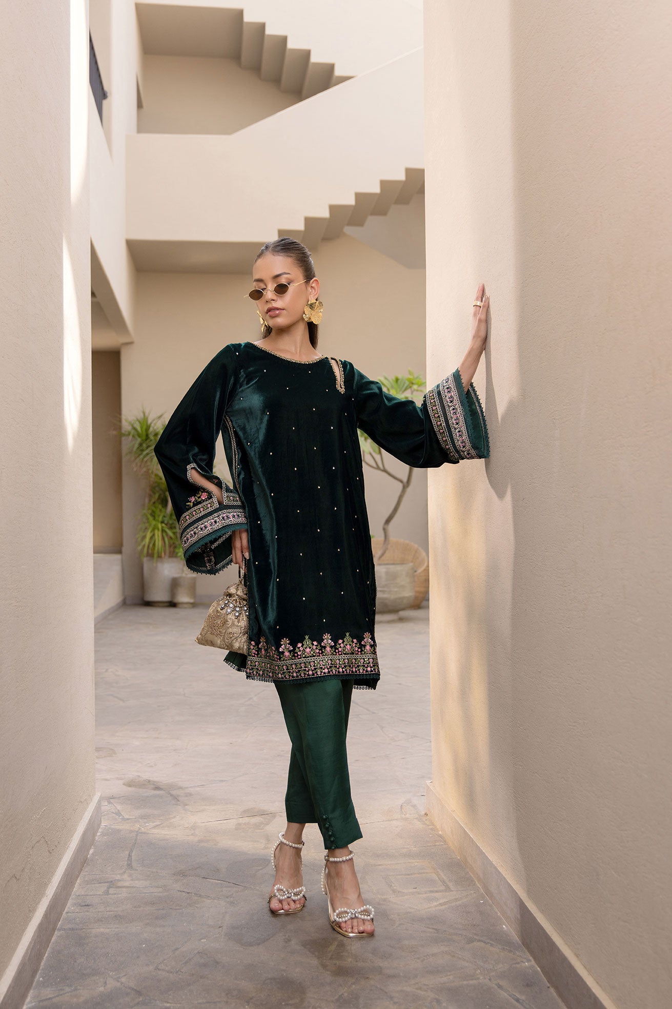 Dhanak | Velvet Edit | FW24DA-2622 DARK GREEN