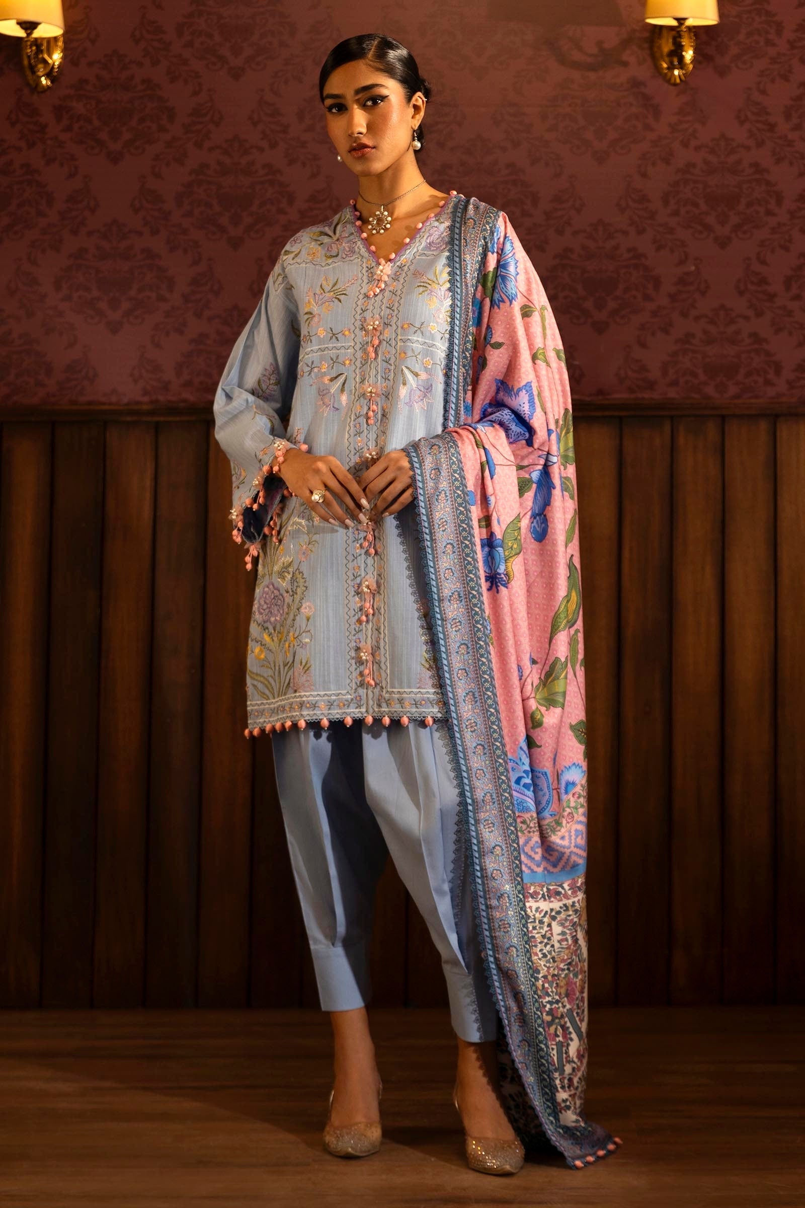 Sana Safinaz | Muzlin Winter 2024 | M243-010B-3AP - Official Sana Safinaz - Agha Fabrics UK