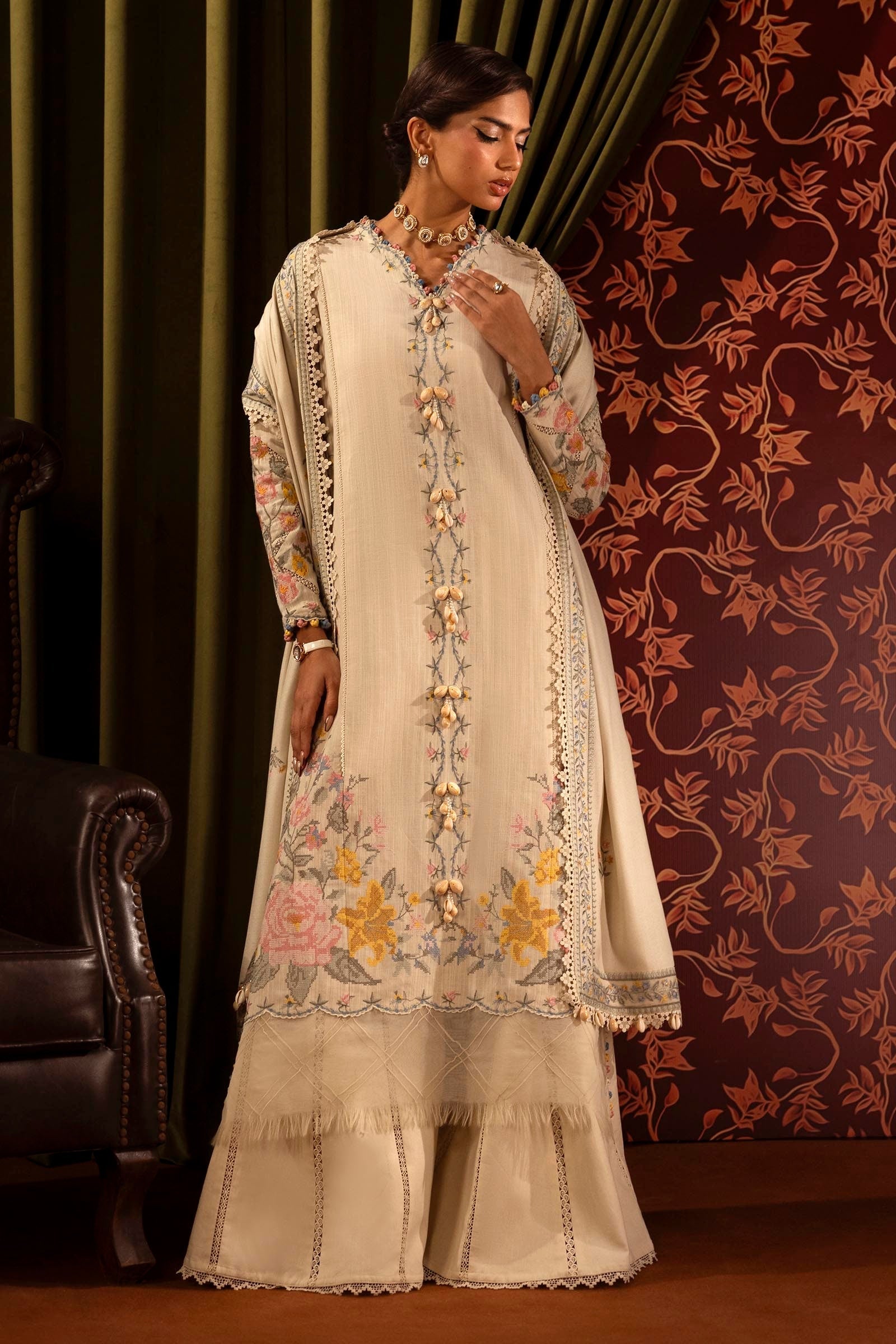 Sana Safinaz | Muzlin Winter 2024 | M243-013A-3CP - Official Sana Safinaz - Agha Fabrics UK