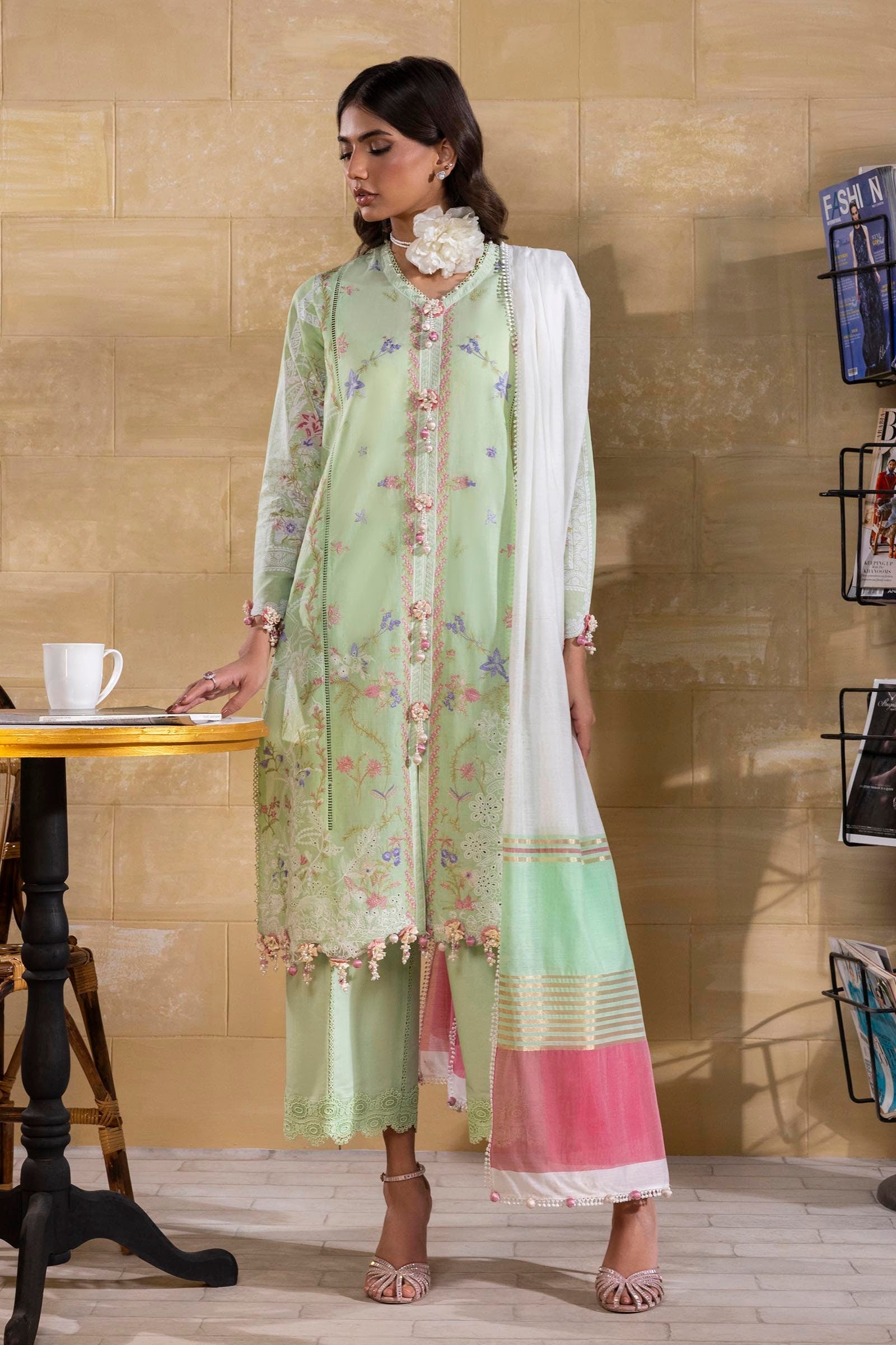 Sana Safinaz | Muzlin Spring 25 | M251-008A-3DG - Official Sana Safinaz - Agha Fabrics UK