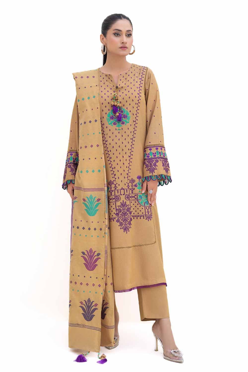 Gul Ahmed | Winter Collection 24 | Karandi Suit with Jacquard Dupatta MJ-42057 - Official Gul Ahmed - Agha Fabrics UK
