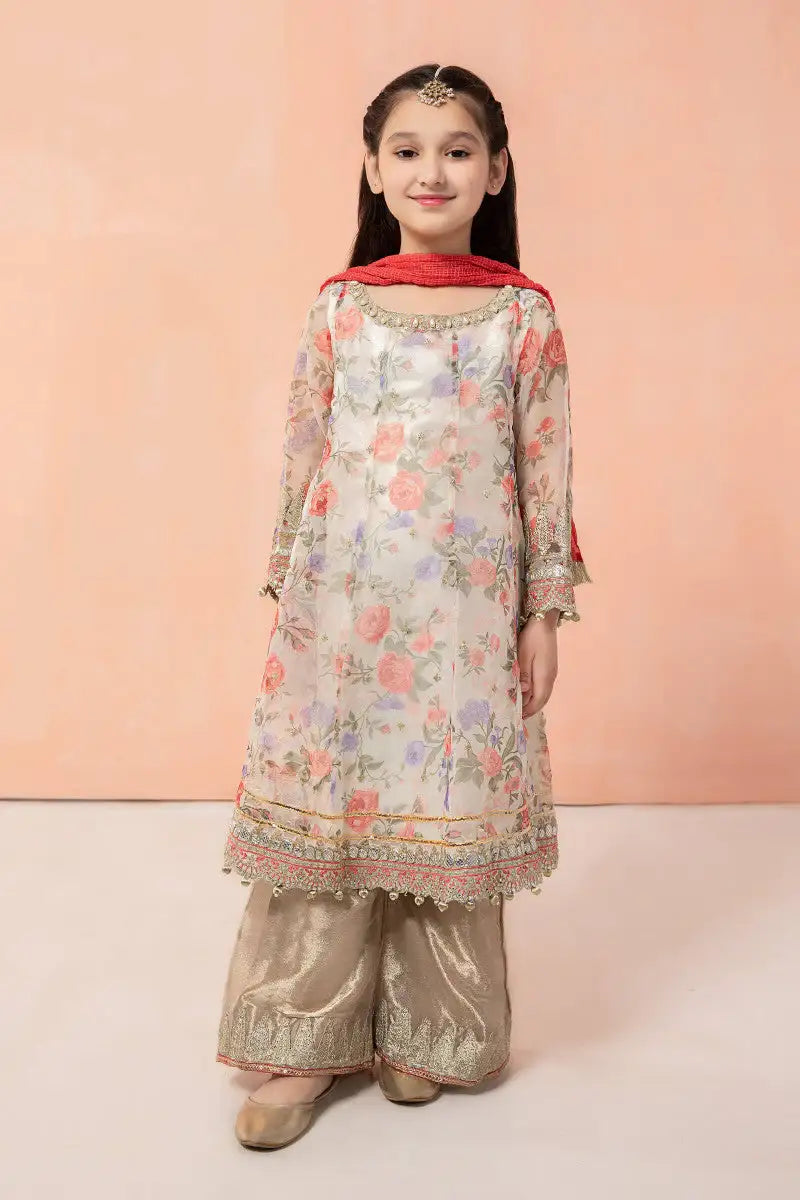 Maria B | Girls | MKS-EF22-19R1 (White) -  Maria B Maria B Kids - Original Designer Dress - House of Maryam