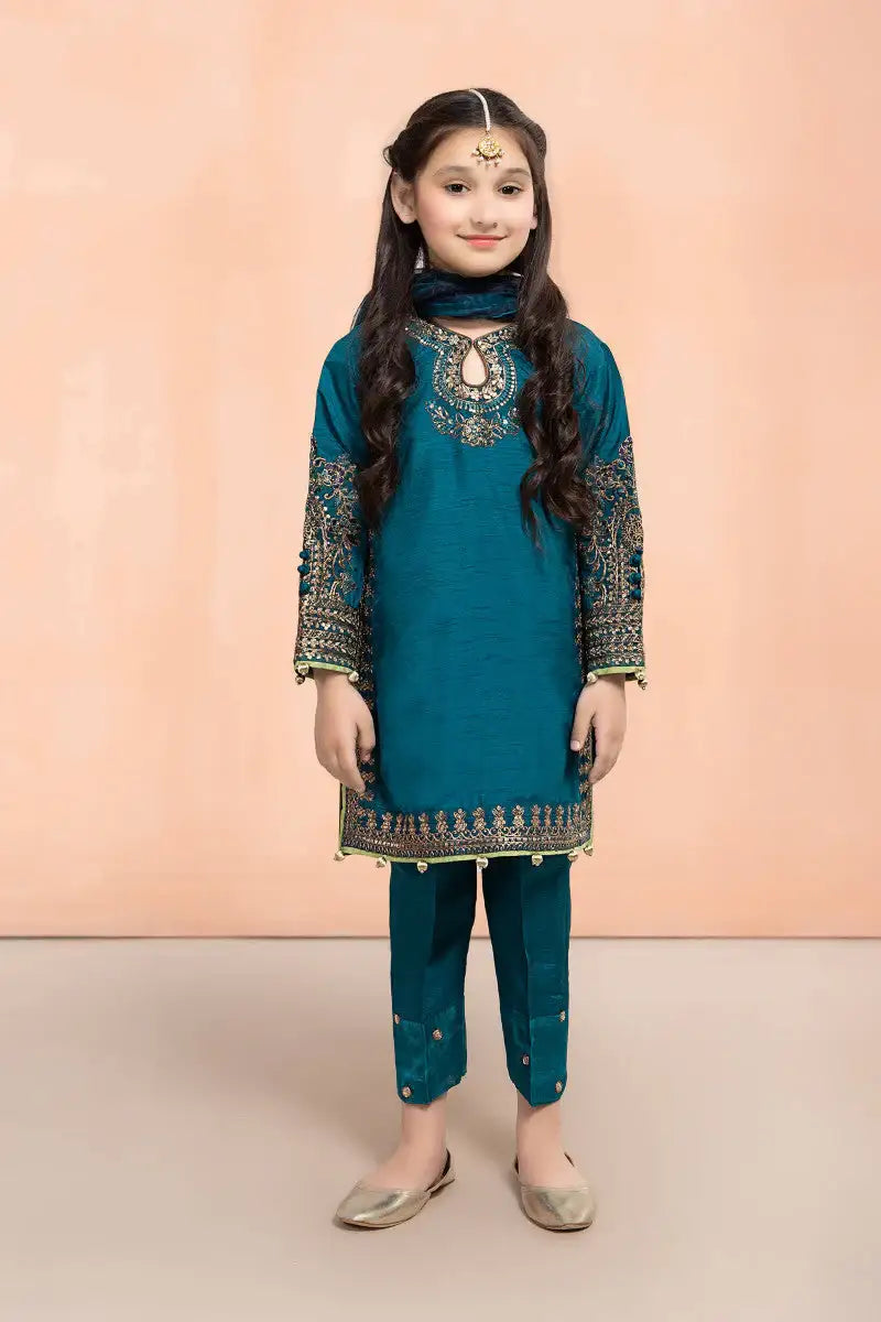 Maria B | Girls | MKS-EF22-30R1 (Teal) -  Maria B Maria B Kids - Original Designer Dress - House of Maryam