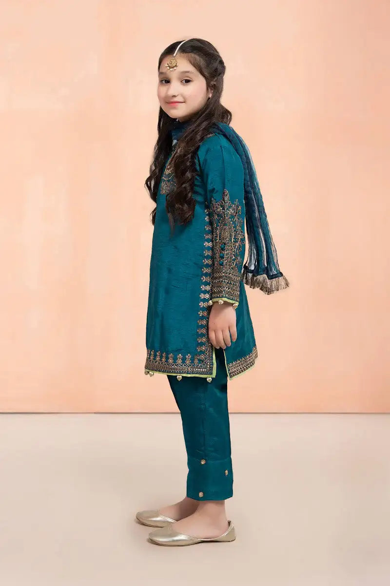 Maria B | Girls | MKS-EF22-30R1 (Teal) -  Maria B Maria B Kids - Original Designer Dress - House of Maryam
