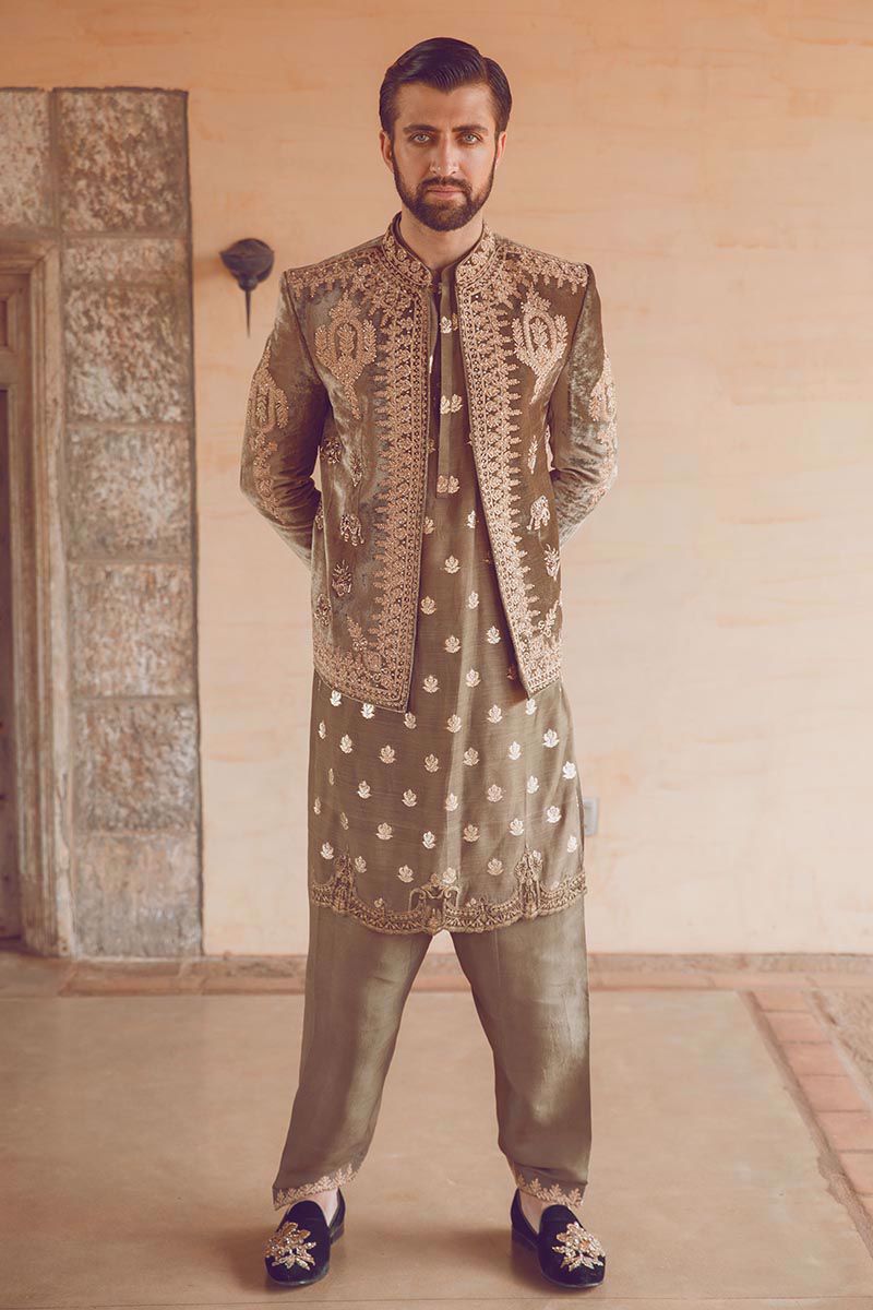 Pakistani Menswear | MNR-ANTIQUE GOLD - Official Agha Fabrics Ltd. - Agha Fabrics UK