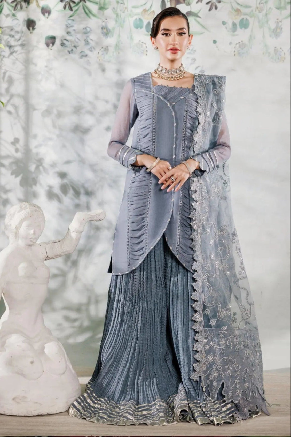 Alizeh | Ready to wear | Grey Dress 3 piece - RTW1019