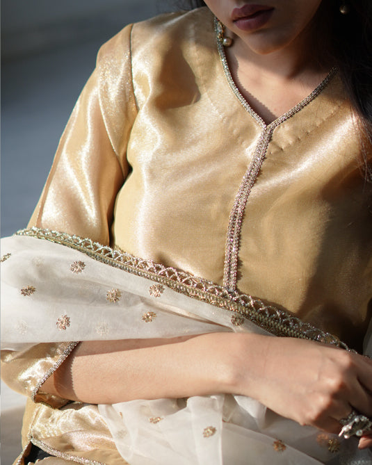 Zar | Gharara Formals | Golden - Official Zar - Agha Fabrics UK