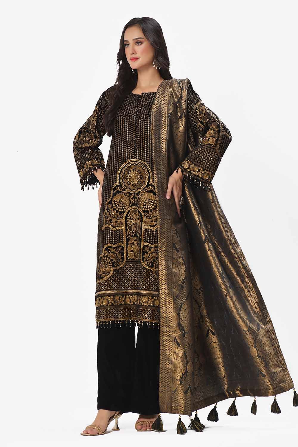 Gul Ahmed | Winter Collection 24 | Jacquard Dupatta NS-42001 - Official Gul Ahmed - Agha Fabrics UK