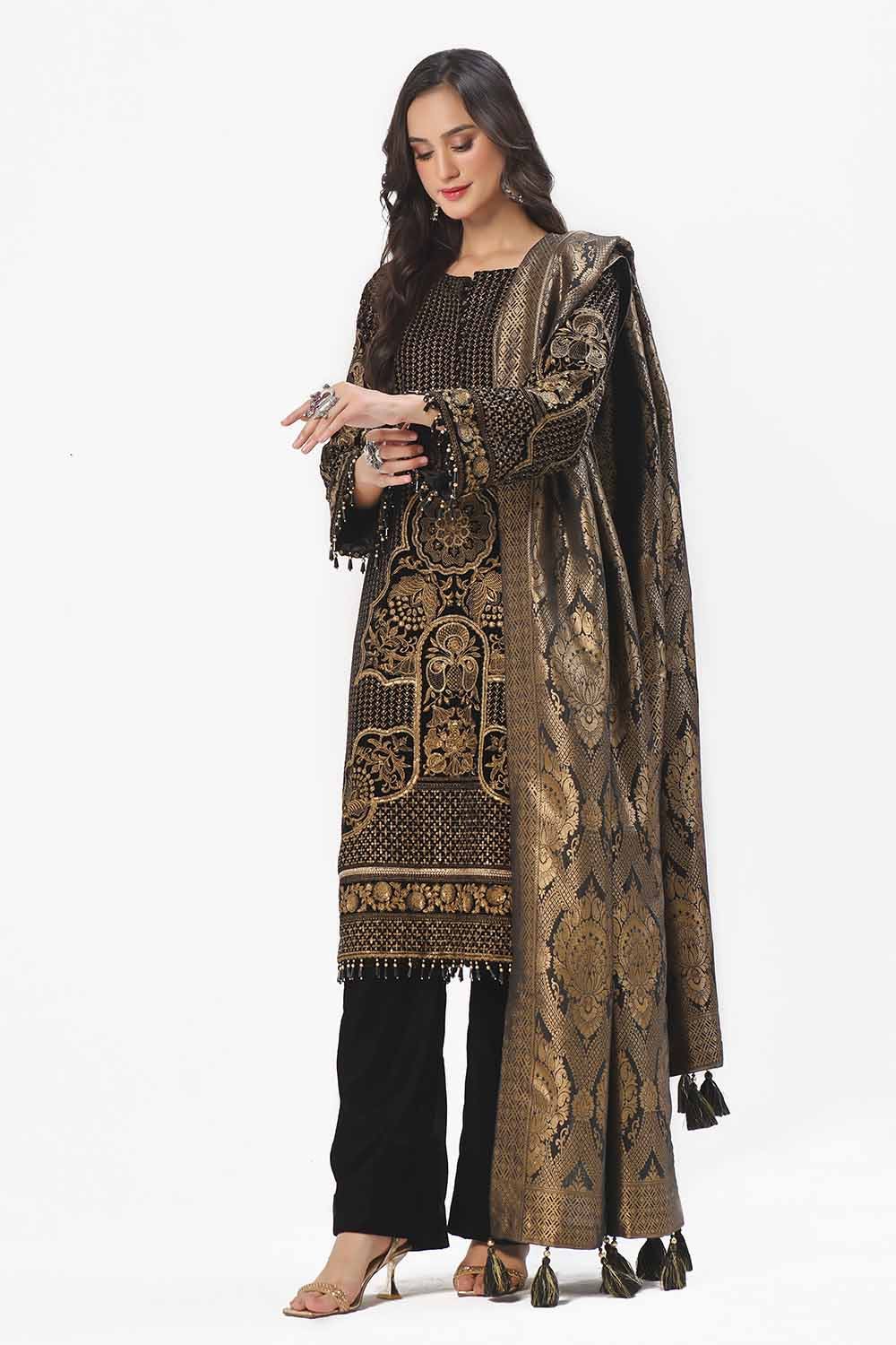 Gul Ahmed | Winter Collection 24 | Jacquard Dupatta NS-42001 - Official Gul Ahmed - Agha Fabrics UK