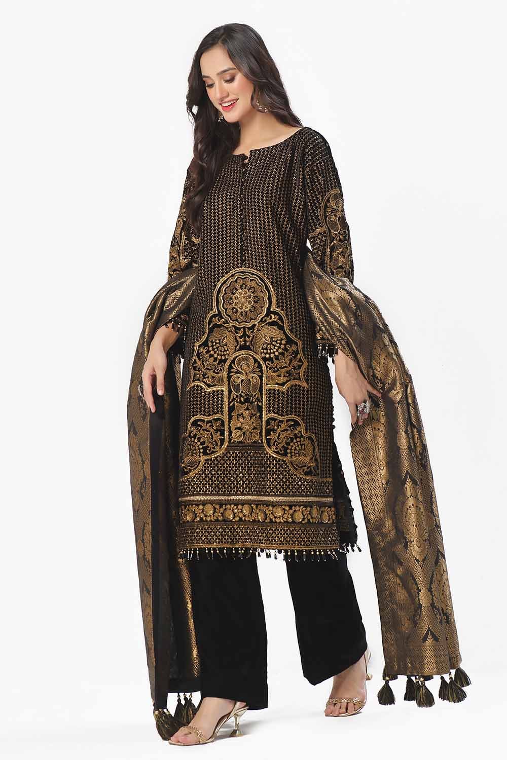 Gul Ahmed | Winter Collection 24 | Jacquard Dupatta NS-42001 - Official Gul Ahmed - Agha Fabrics UK