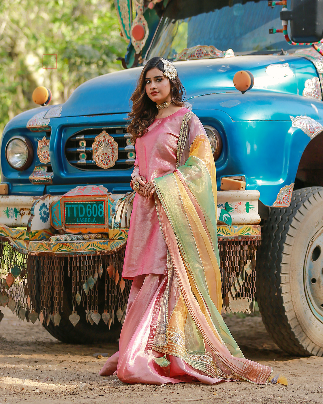 Zar | Gharara Formals | Pink - Official Zar - Agha Fabrics UK