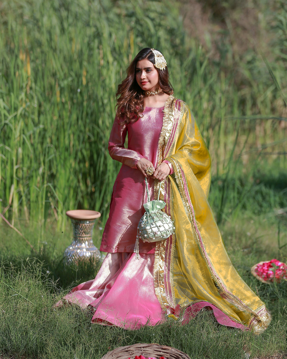 Zar | Gharara Formals | Pink/Yellow - Official Zar - Agha Fabrics UK