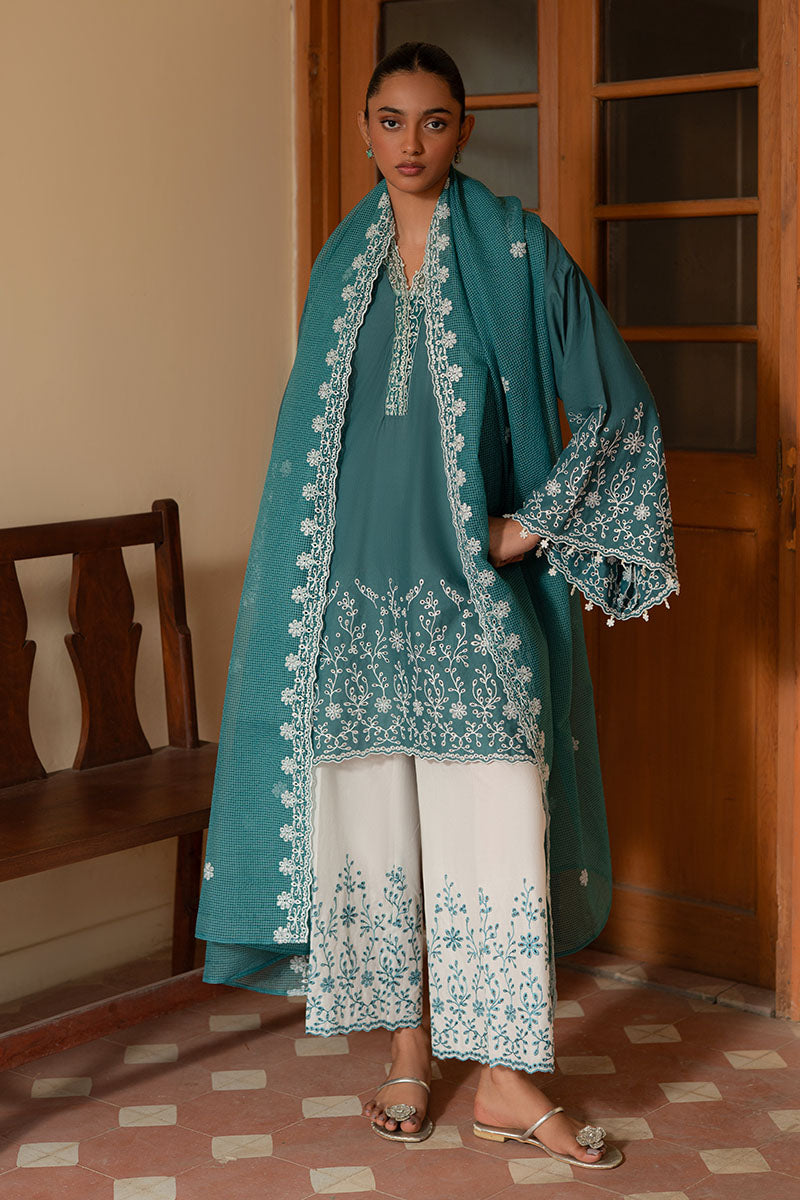 Cross Stitch | Mahiri Lawn 25 | TEAL DREAM - Official Cross Stitch - Agha Fabrics UK