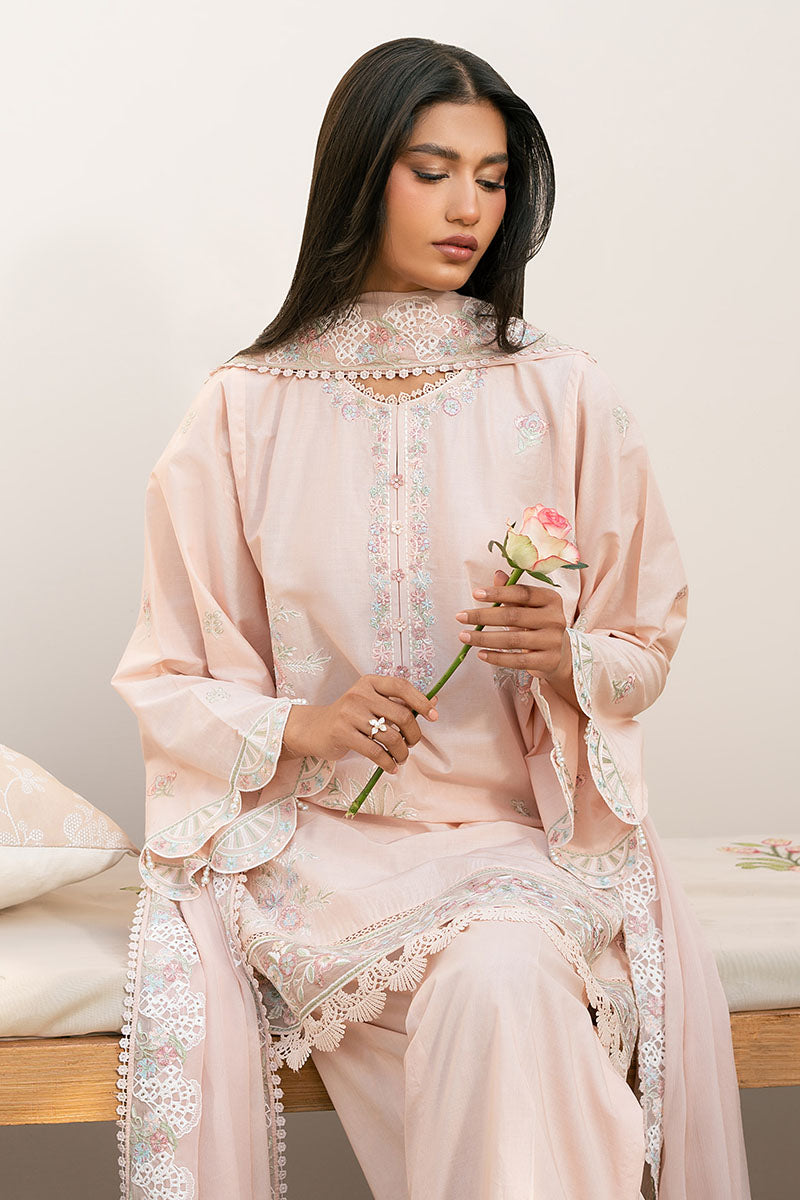 Cross Stitch | Mahiri Lawn 25 | PEACH BLOOM - Official Cross Stitch - Agha Fabrics UK