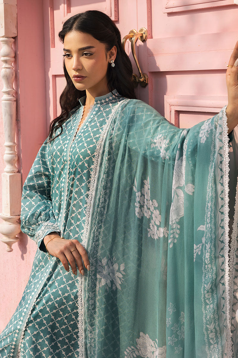 Cross Stitch | Premium Lawn 25 | TEAL GRACE - Official Cross Stitch - Agha Fabrics UK