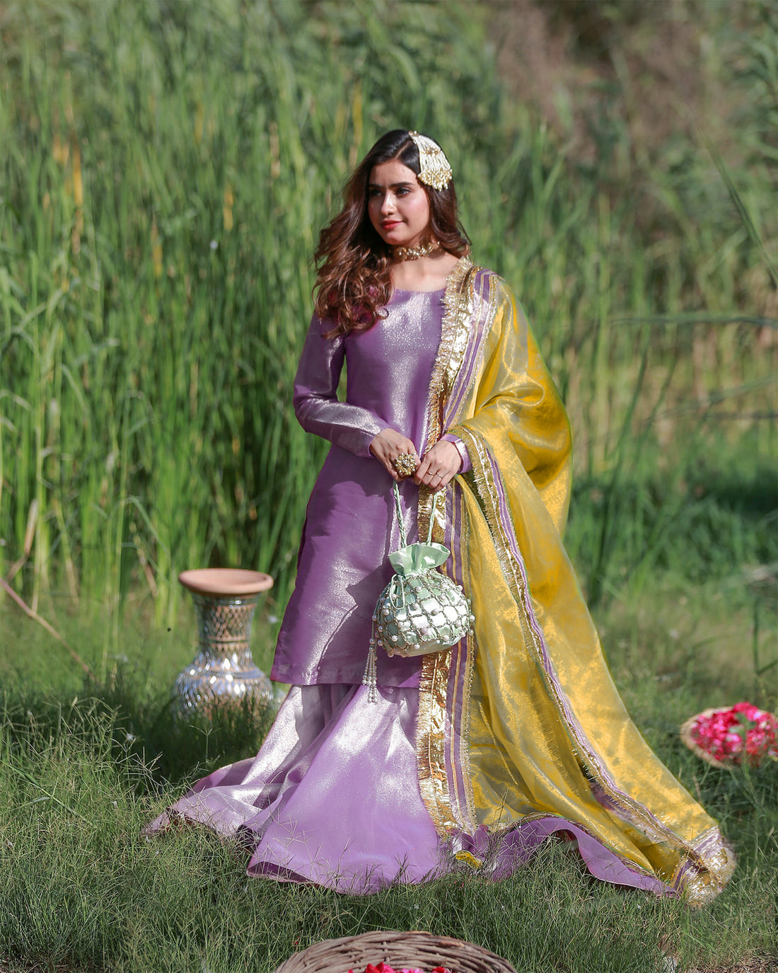Zar | Gharara Formals | Purple/Yellow - Official Zar - Agha Fabrics UK