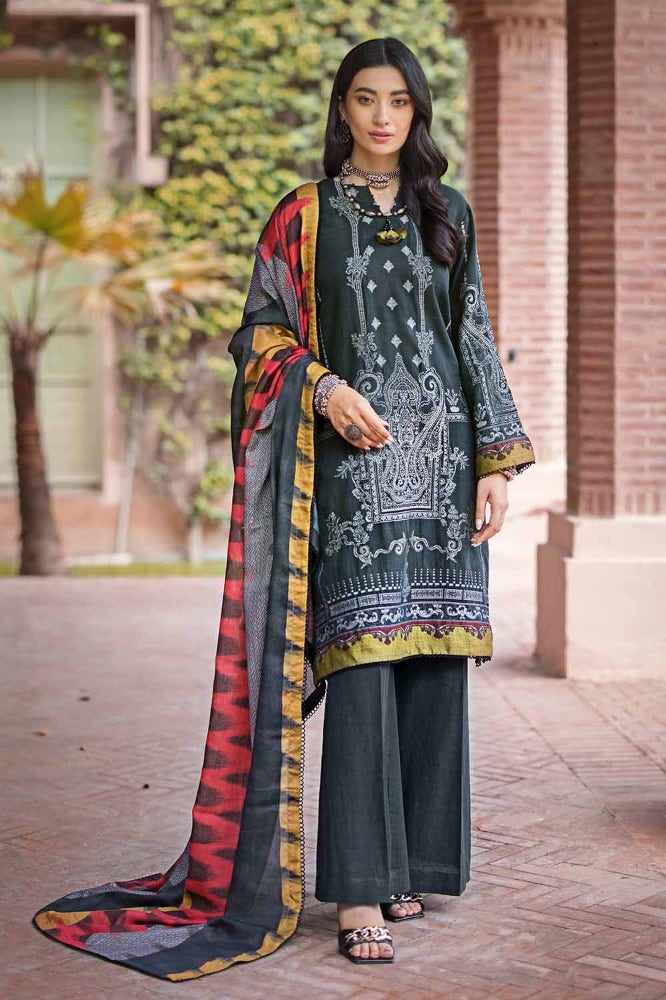 Gul Ahmed | Winter Collection 24 | Cotton Net Dupatta MJ-32072 - Official Gul Ahmed - Agha Fabrics UK