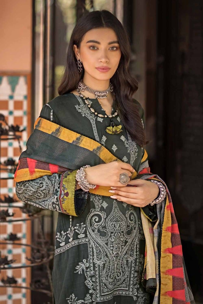 Gul Ahmed | Winter Collection 24 | Cotton Net Dupatta MJ-32072 - Official Gul Ahmed - Agha Fabrics UK