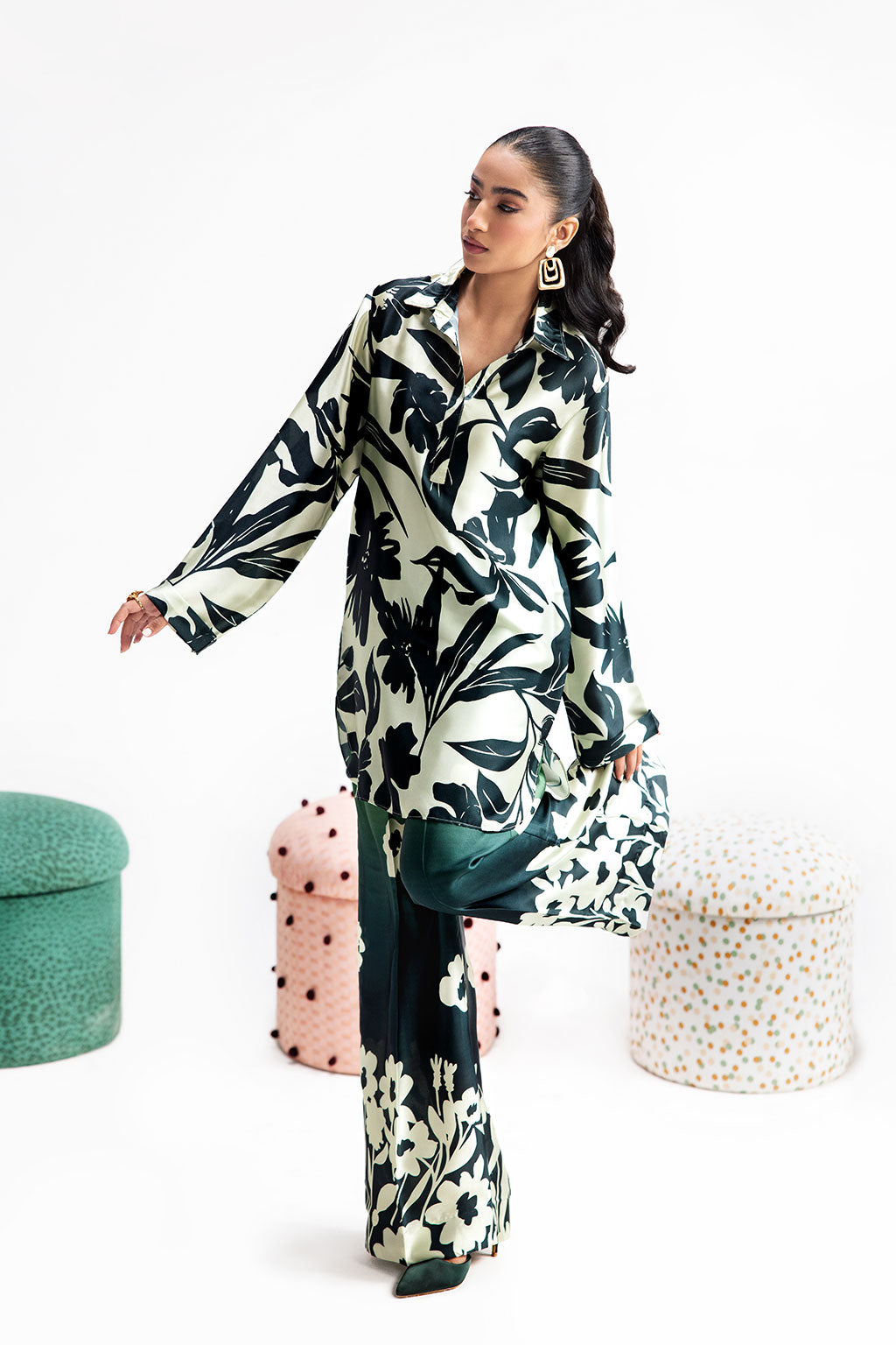 Afsanah | The Print Edit | GREEN SPARKLE AP-106 - Official Afsanah - Agha Fabrics UK