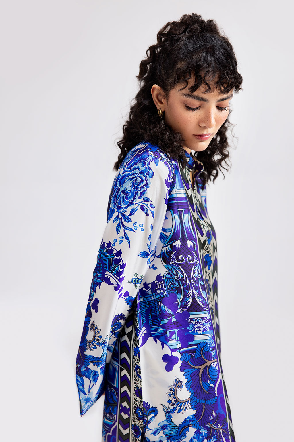 Afsanah | The Print Edit | ORCHE BLOOM (extended shirt) AP-112 - Official Afsanah - Agha Fabrics UK
