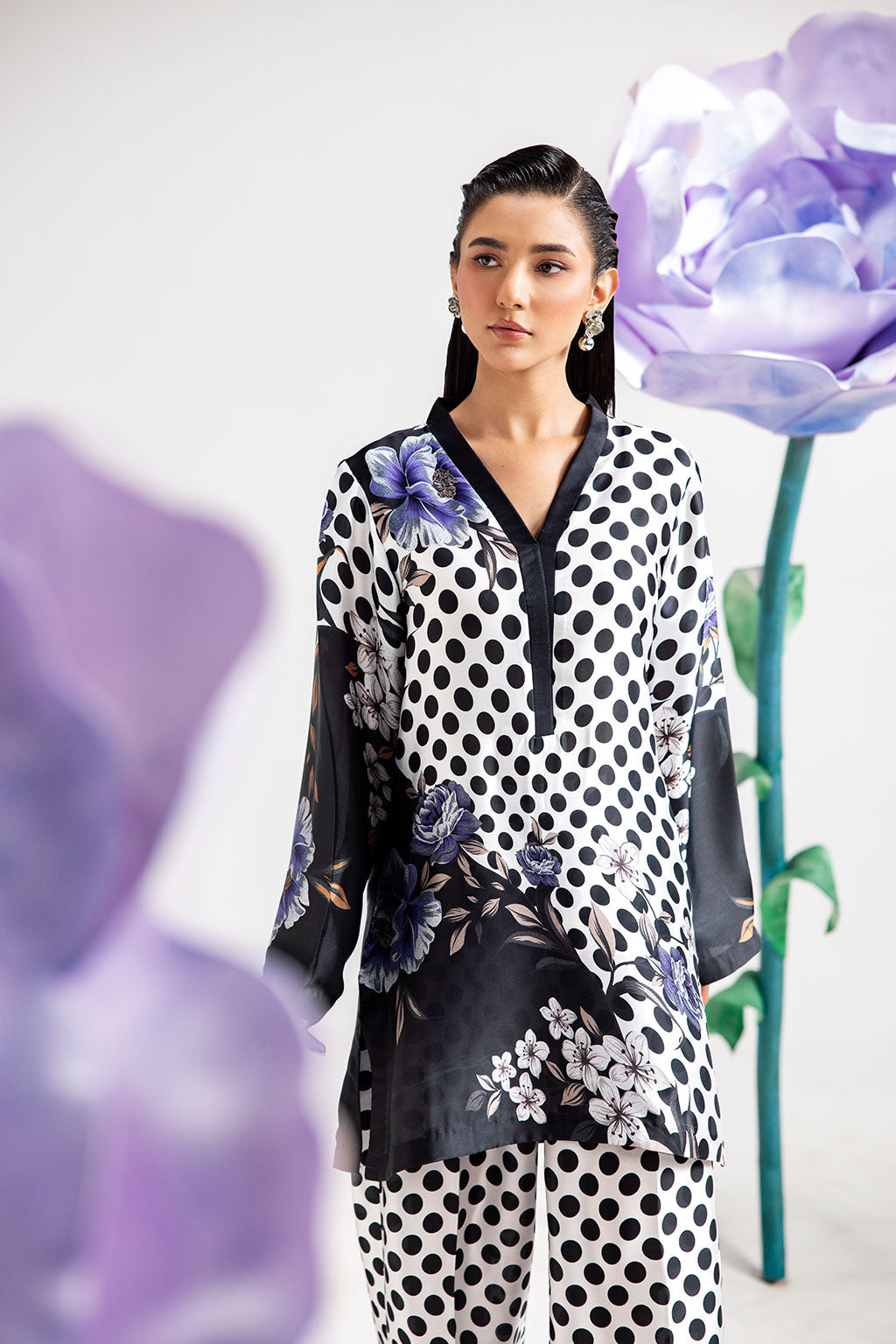 Afsanah | The Print Edit | DARK POLKA AP-110 - Official Afsanah - Agha Fabrics UK