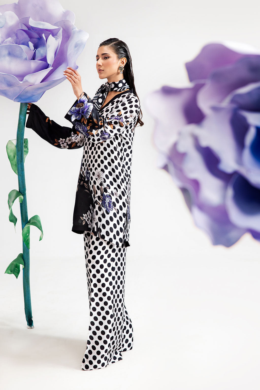 Afsanah | The Print Edit | DARK POLKA AP-110 - Official Afsanah - Agha Fabrics UK