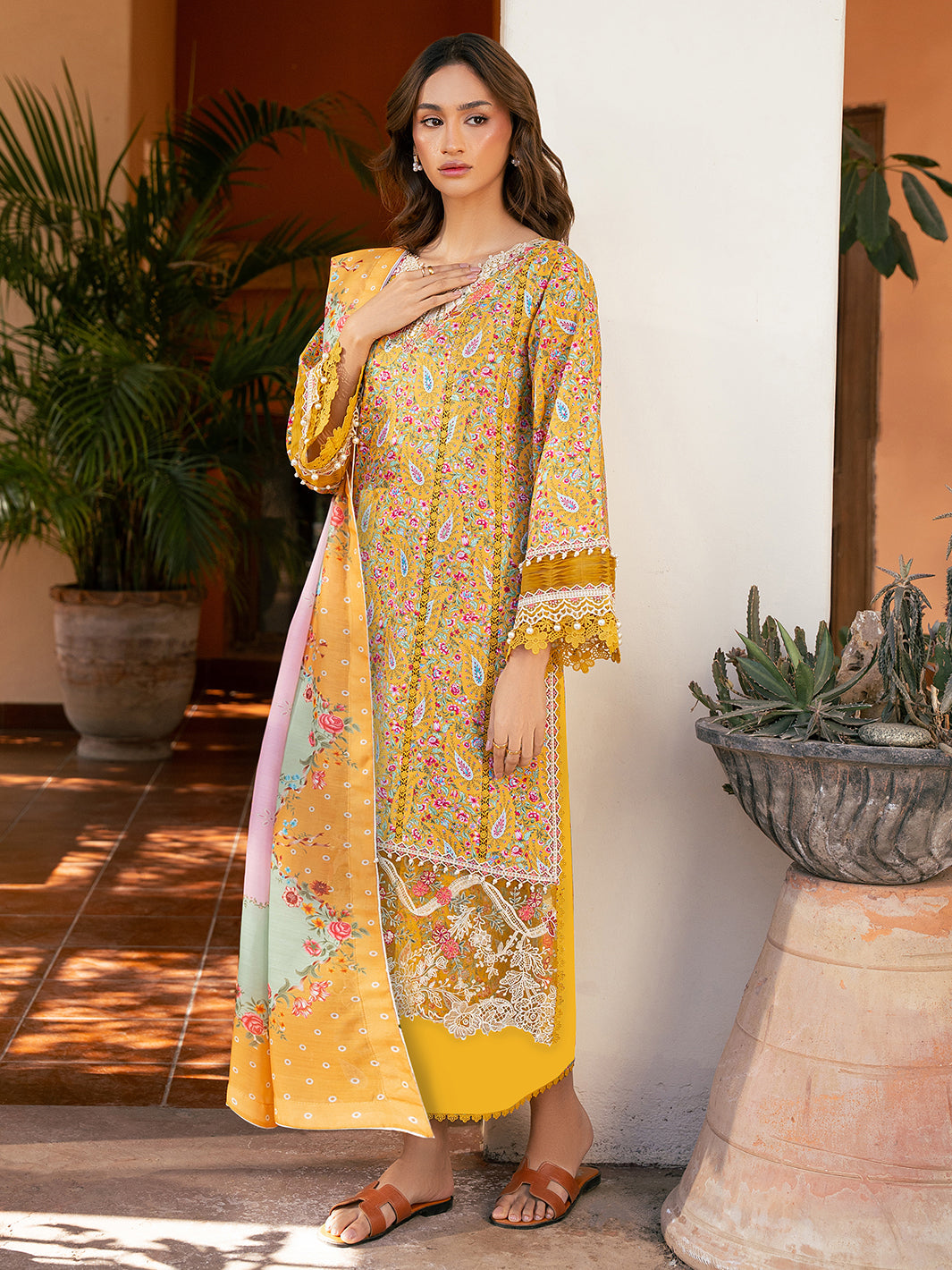 Bin Ilyas | Hazel Printed Lawn 25 | 2072 - B - Official Bin Ilyas - Agha Fabrics UK