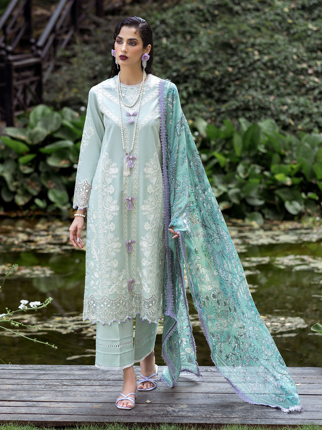 Roheenaz | Dahlia Embroidered Lawn 24 | Gardenia
