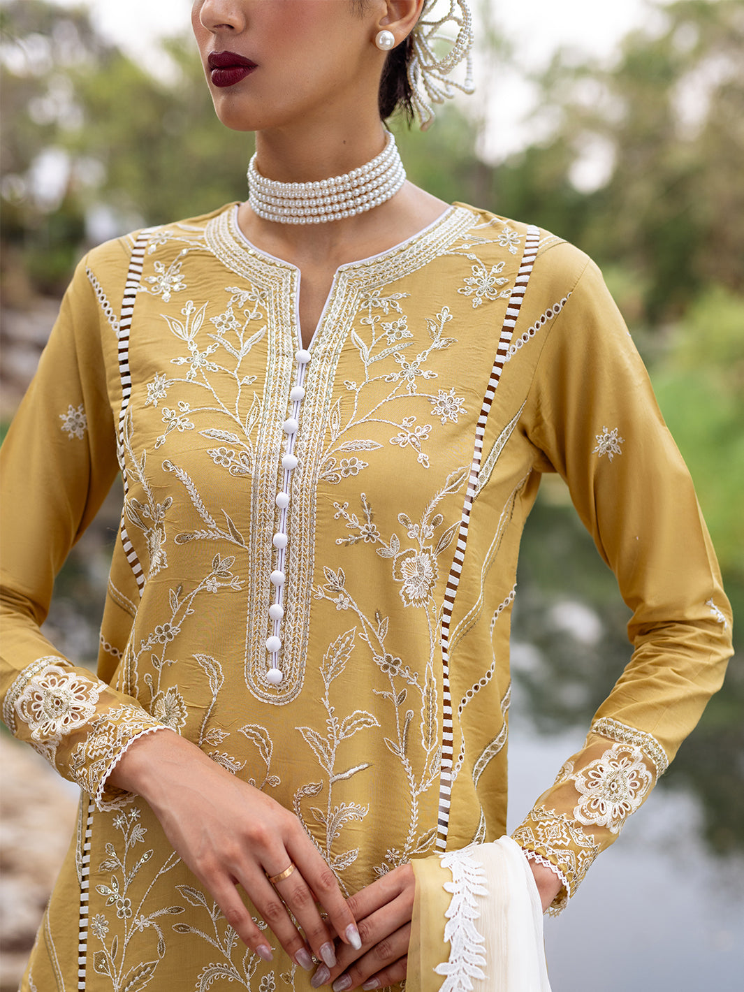 Roheenaz | Dahlia Embroidered Lawn 24 | Forsythia