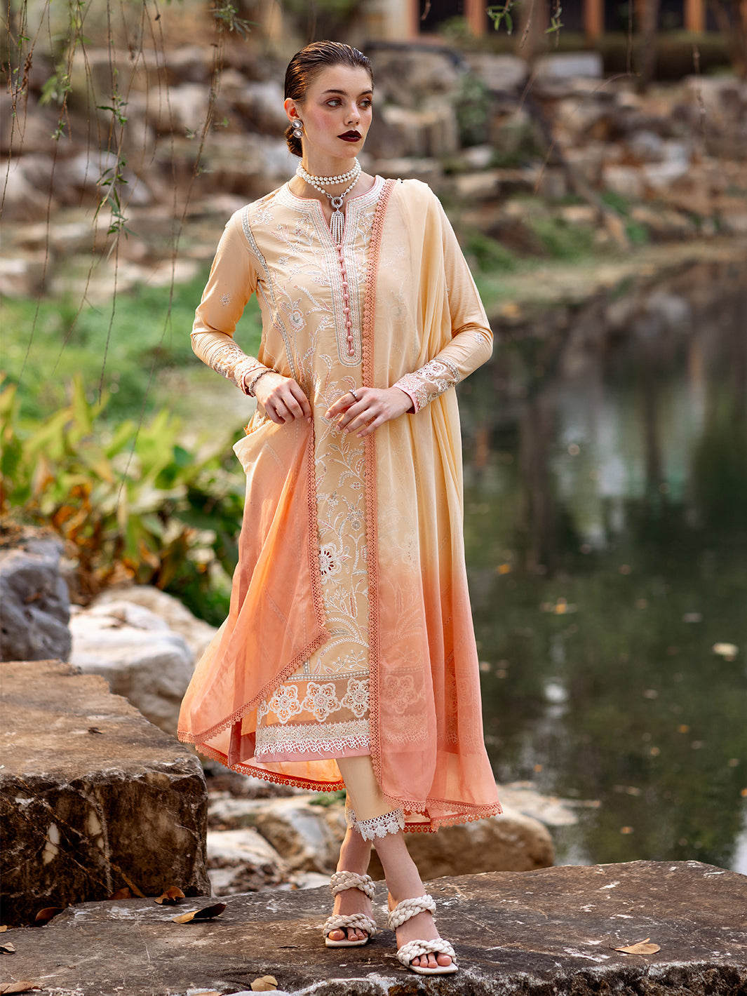 Roheenaz | Dahlia Embroidered Lawn 24 | Magnolia