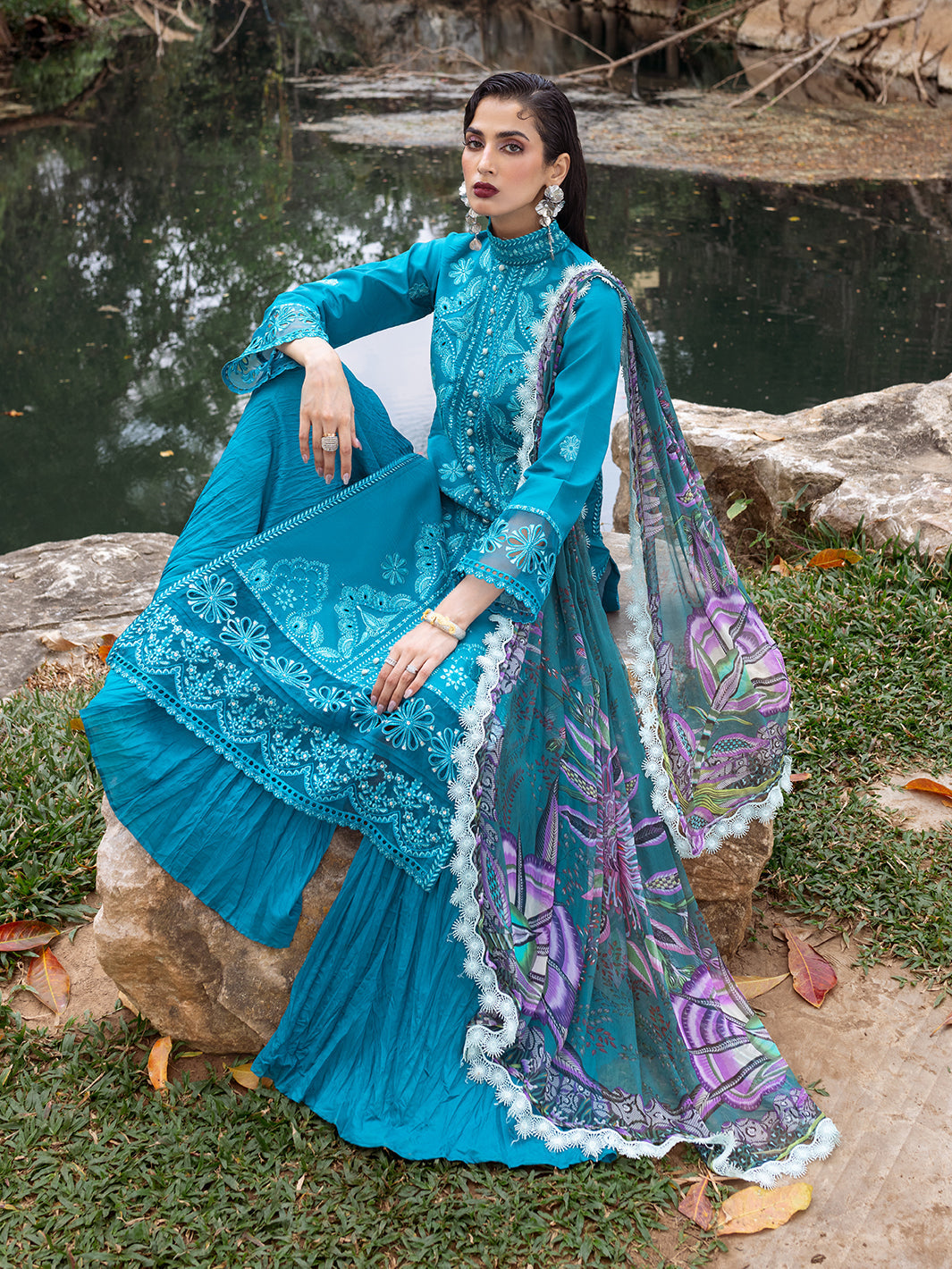 Roheenaz | Dahlia Embroidered Lawn 24 | Delphinium