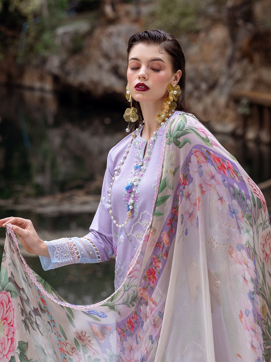 Roheenaz | Dahlia Embroidered Lawn 24 | Iris